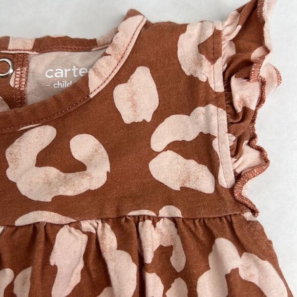 Carter’s Child of Mine brown and cream animal print romper EUC size 24 months - Picture 4 of 11